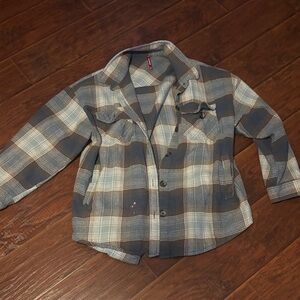 UNIONBAY Blue and Brown Plaid Shirt Jacket